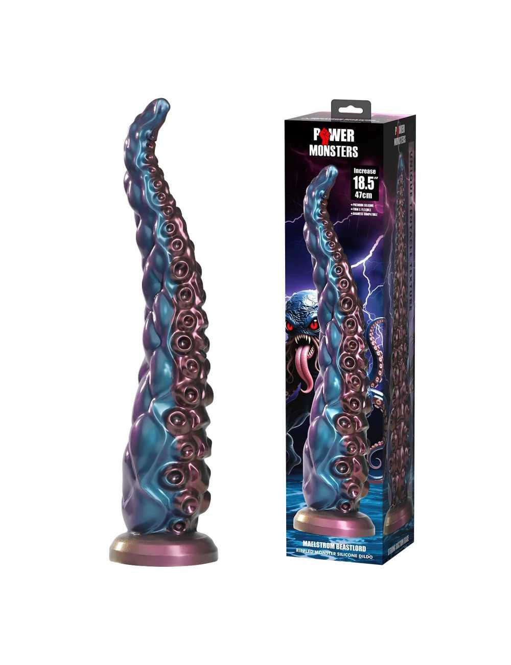 Power Monsters Maelstrom Beastlord - 47 cm Dildo Silikonowy Falujący, Gigantyczny