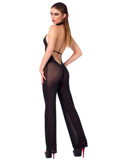 Cottelli Noir Jumpsuit Czarny L - Zmysłowe Body