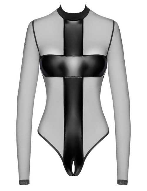 Noir Body Cross M - Bodystocking Bielizna przezroczysta powerwetlook COTTELLI
