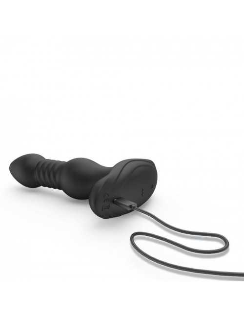 DEEP STORMER - Plug anal wibrujący 2w1 z pilotem, 3 prędkości wsuwania, 10 trybów wibracji, silikon