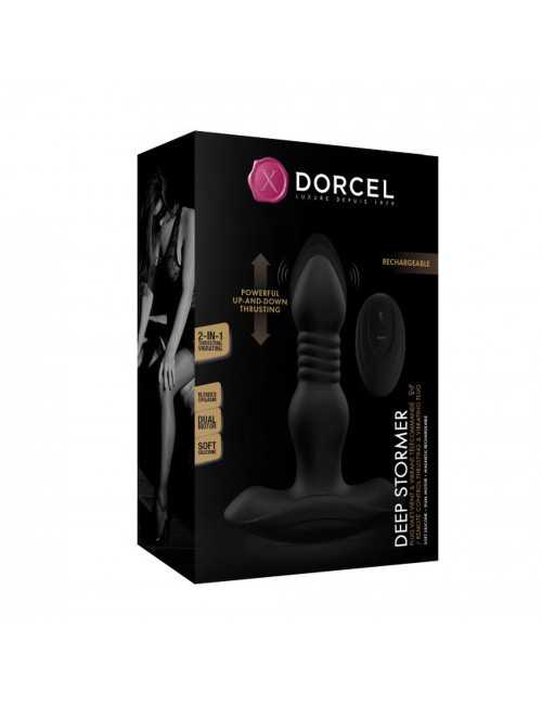 DEEP STORMER - Plug anal wibrujący 2w1 z pilotem, 3 prędkości wsuwania, 10 trybów wibracji, silikon