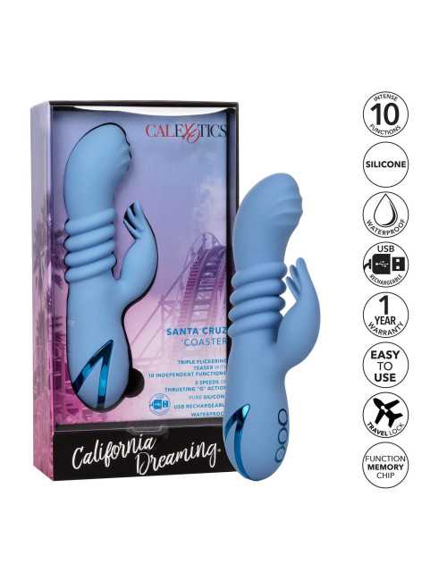 Santa Cruz Coaster Blue - Wibrator Króliczek Silikonowy, 10 wibracji, 3 prędkości, wodoodporny