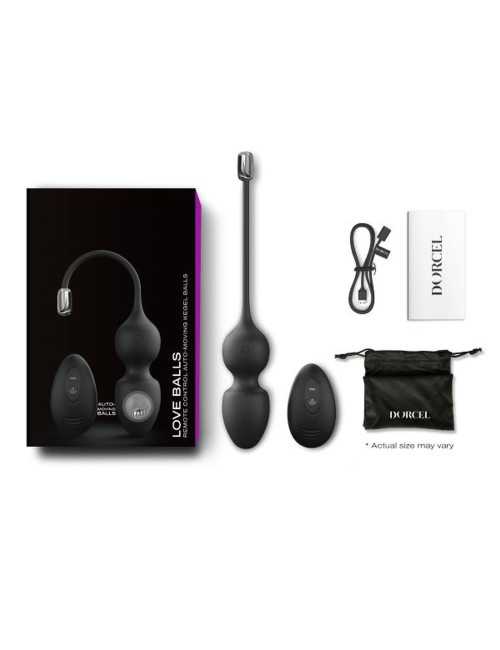 Dorcel Love Balls Black – Kulki gejszy z wibracją, trening Kegla, zdalne sterowanie, magnetyczny tech