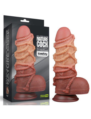 9.5'' Dual layered Platinum Silicone Cock with Rope