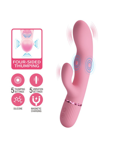 Pretty Love Zach Four-Sided Thumping Rabbit Vibrator – Pink