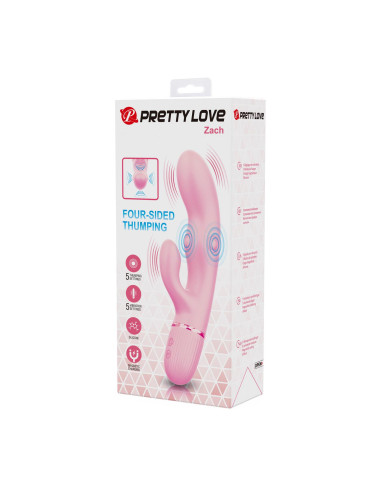 Pretty Love Zach Four-Sided Thumping Rabbit Vibrator – Pink