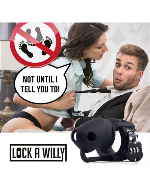 Lock-a-Willy: Pas czystości silikonowy BDSM – zestaw 3 rozmiarów