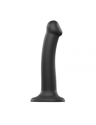 SEMI-REALISTIC DUAL DENSITY BENDABLE DILDO BLACK - M