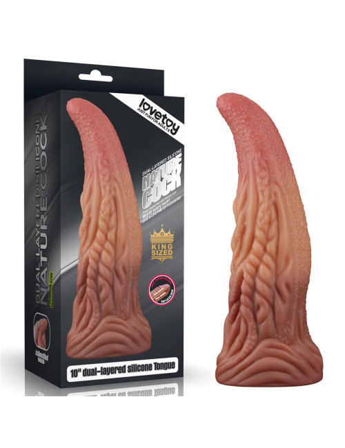 Lovetoy 10 cali Dildo z Silikonu Platynowego z Językiem