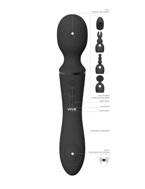 Stymulator-Nami Black - Wibrator dwustronny NG F1, masażer intymny, 2 silniki, wodoodporny