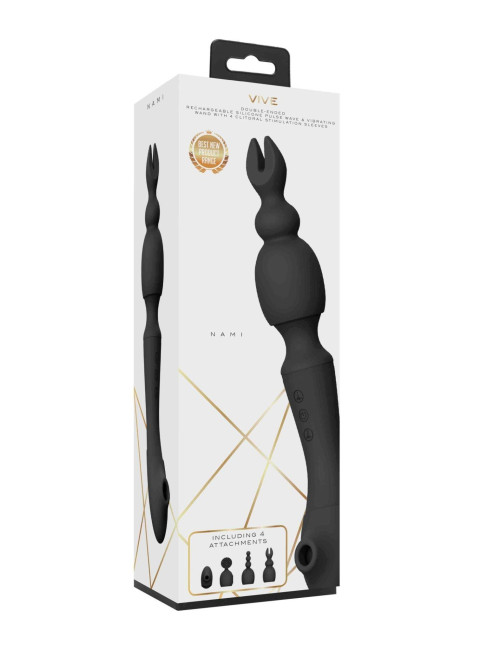 Stymulator-Nami Black - Wibrator dwustronny NG F1, masażer intymny, 2 silniki, wodoodporny
