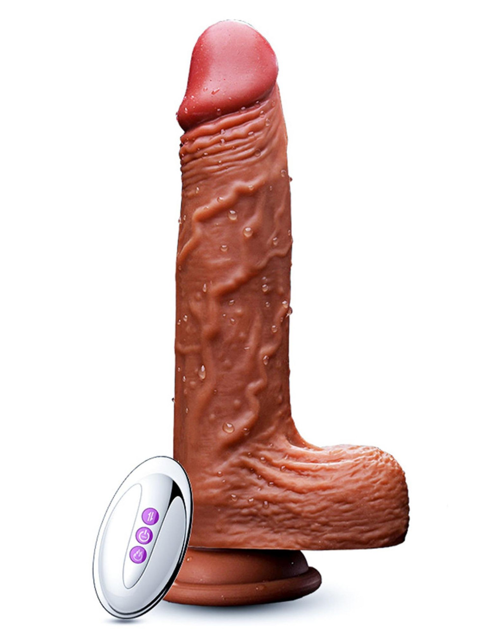 Wibrator silikonowy Realistyczny 21 cm - 10 funkcji, rotacja góra/dół, ogrzewanie, IPX5, pilot