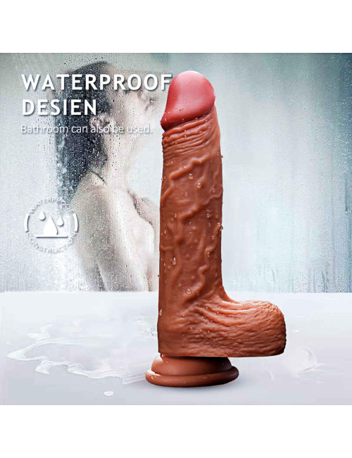 Wibrator silikonowy Realistyczny 21 cm - 10 funkcji, rotacja góra/dół, ogrzewanie, IPX5, pilot