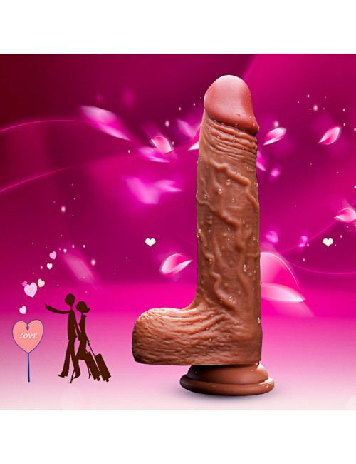 Wibrator silikonowy Realistyczny 21 cm - 10 funkcji, rotacja góra/dół, ogrzewanie, IPX5, pilot