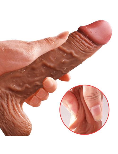 Wibrator silikonowy Realistyczny 21 cm - 10 funkcji, rotacja góra/dół, ogrzewanie, IPX5, pilot