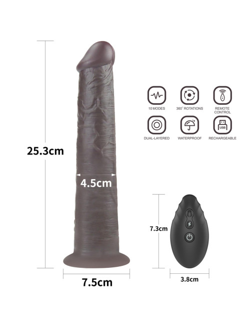 Lovetoy 10'' Dwuwarstwowy silikon platynowy Realistyczny Dildo Rotator – Zabawki, Realistyczne