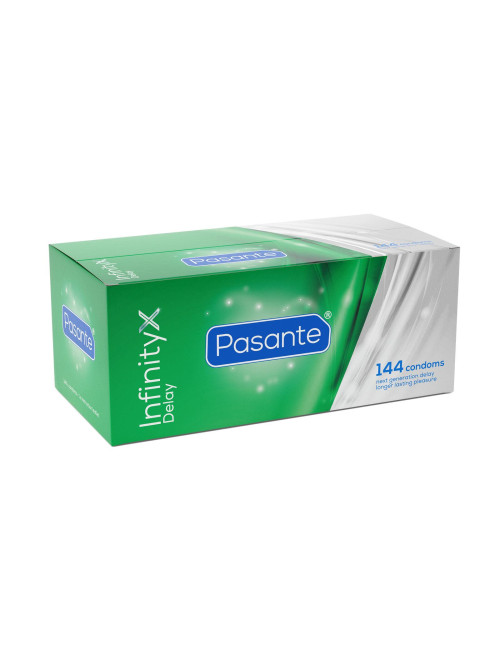 Pasante Infinity X Delay Clinic 144 szt. - Prezerwatywy opóźniające z benzokainą 8,5% CE