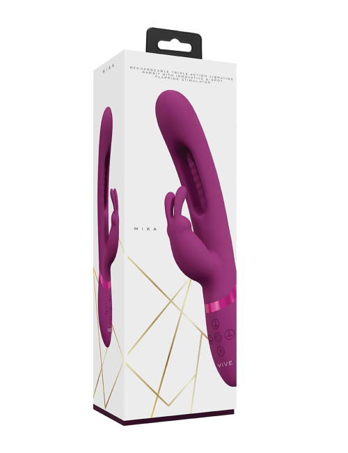 Mika Triple Rabbit G-Spot Flapping – Wibrator silikonowy, 3 silniki, IPX6, różowy – Zabawki Króliczki
