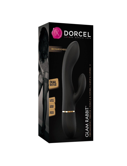 GLAM RABBIT - Wibrator Króliczek z Silikonu Medycznego, Czarny, Wodoodporny, USB, 10 Trybów
