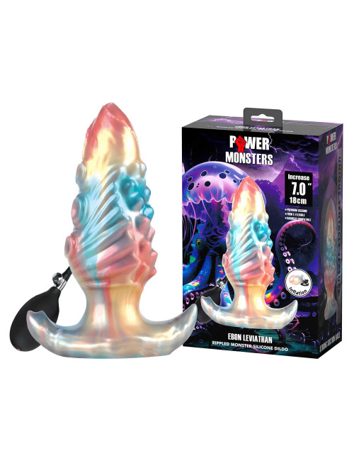 Power Monsters Ebon Leviathan – Nadmuchiwany silikonowy korek analny 17,5 cm × 6,4 cm Ø – Zabawki analne, plugi pompowane