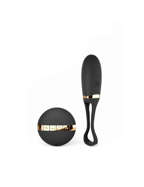 SECRET DELIGHT GOLD & BLACK - Bezprzewodowe wibrujące jajko z komendą głosową (G-spot i łechtaczka)