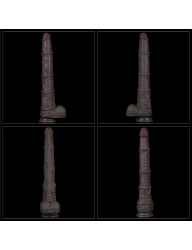 16'' Dual Layered Bendable Silicone Cock XXL(Black)