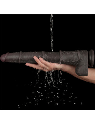 16'' Dual Layered Bendable Silicone Cock XXL(Black)