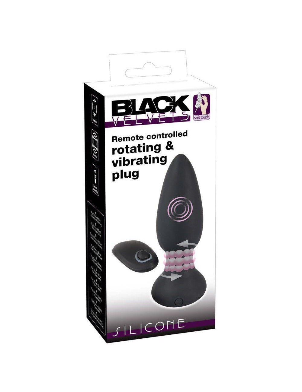 Black Velvets RC Rotating Anal Plug – Plug anal wibrujący z Pilotem, Silikonowy