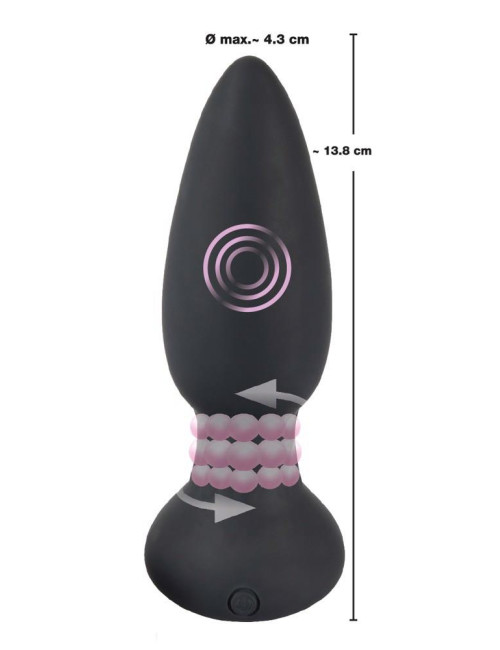 Black Velvets RC Rotating Anal Plug – Plug anal wibrujący z Pilotem, Silikonowy