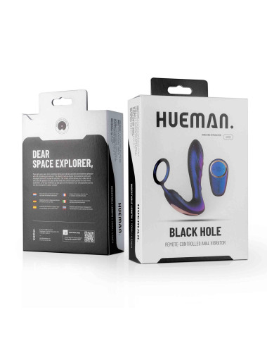 Hueman Black Hole Anal Vibrator - Zabawki Analne i Masażery Prostaty, Wodoodporny, Sterowanie Pilotem