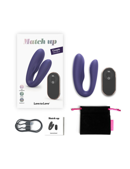 MATCH UP MIDNIGHT INDIGO - Wibrator silikonowy podwójny, zdalnie sterowany, wodoodporny