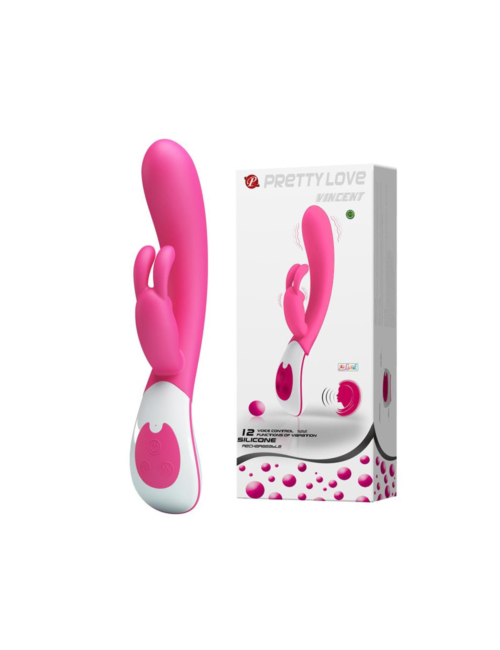 Pretty Love Vincent - Wibrator króliczek silikonowy, 12 funkcji, sterowanie głosem, USB