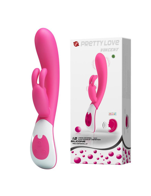 Pretty Love Vincent - Wibrator króliczek silikonowy, 12 funkcji, sterowanie głosem, USB