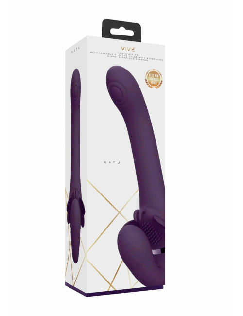 Satu Purple Strap-On z Wibracją - 3 Silniki NG F1, Bez Uprzęży