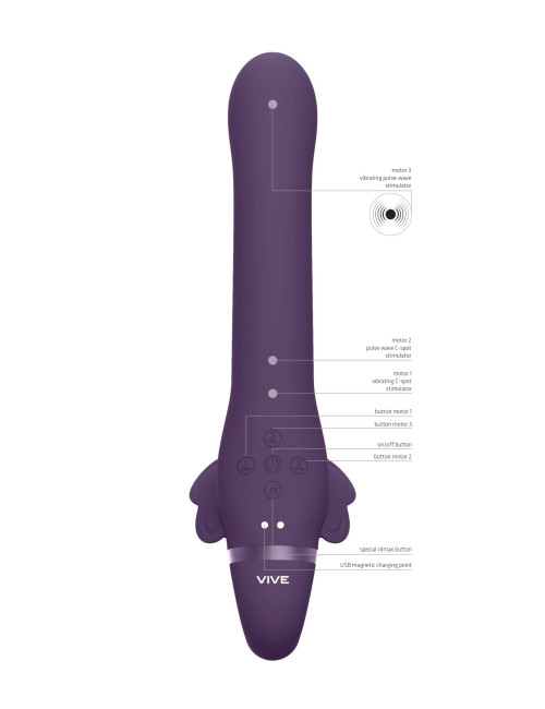 Satu Purple Strap-On z Wibracją - 3 Silniki NG F1, Bez Uprzęży