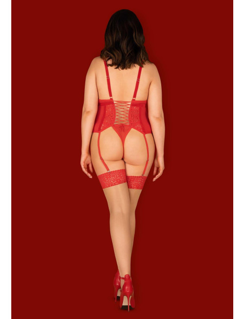 Obsessive Blossmina - Elegancki gorset ze stringami 6XL/7XL