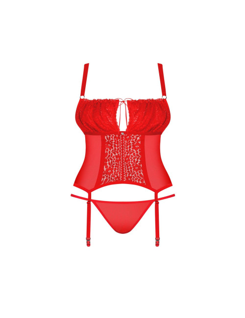 Obsessive Blossmina - Elegancki gorset ze stringami 6XL/7XL