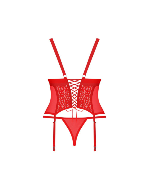 Obsessive Blossmina - Elegancki gorset ze stringami 6XL/7XL