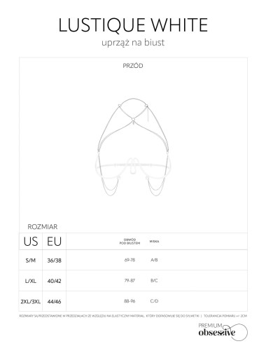 Lustique White uprząż na biust S/M/L