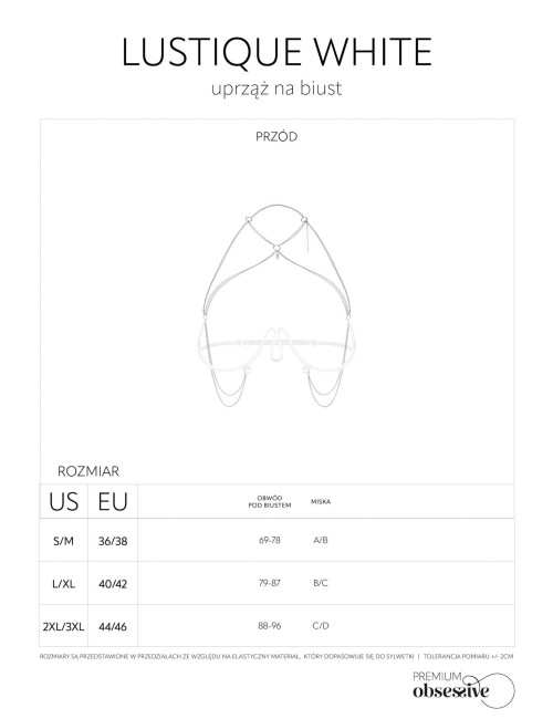 Lustique White Uprząż na biust S/M/L – Bielizna OBSESSIVE Wiązania