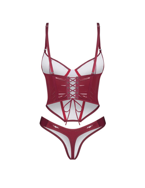 Obsessive Redya Lakierowany Gorset i Stringi L/XL