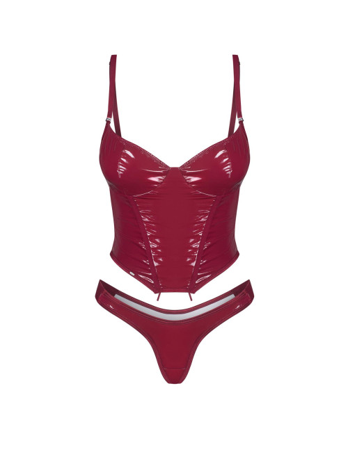 Obsessive Redya Lakierowany Gorset i Stringi L/XL