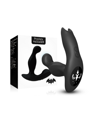 Bat King Black - Masażer prostaty i zabawka analna, wodoodporny USB, 9 trybów wibracji, 5 prędkości obrotu