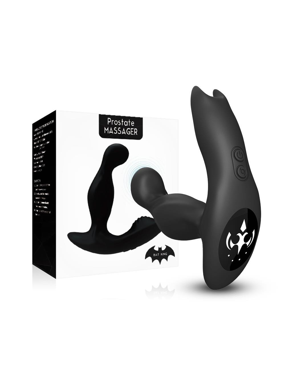 Bat King Black - Masażer prostaty i zabawka analna, wodoodporny USB, 9 trybów wibracji, 5 prędkości obrotu