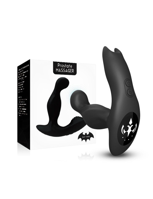 Bat King Black - Masażer prostaty i zabawka analna, wodoodporny USB, 9 trybów wibracji, 5 prędkości obrotu