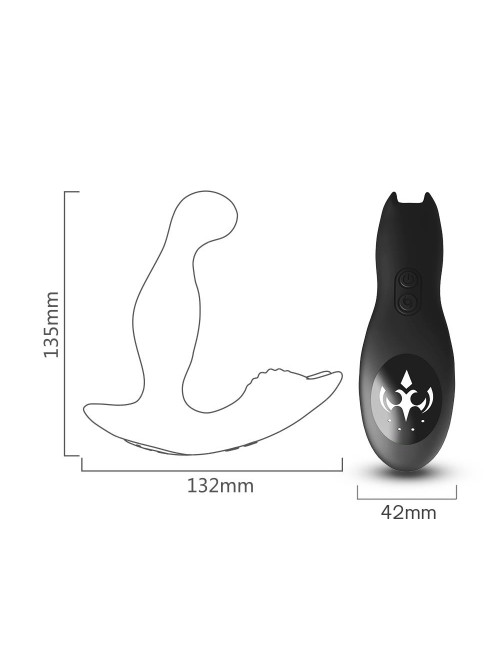 Bat King Black - Masażer prostaty i zabawka analna, wodoodporny USB, 9 trybów wibracji, 5 prędkości obrotu