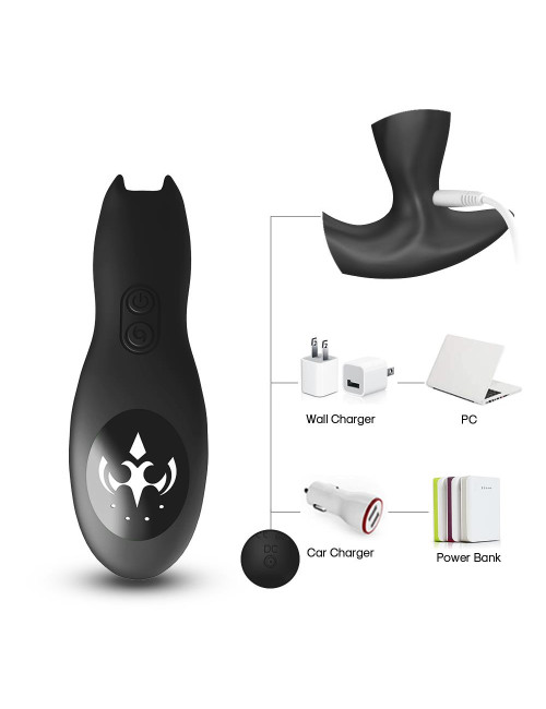 Bat King Black - Masażer prostaty i zabawka analna, wodoodporny USB, 9 trybów wibracji, 5 prędkości obrotu