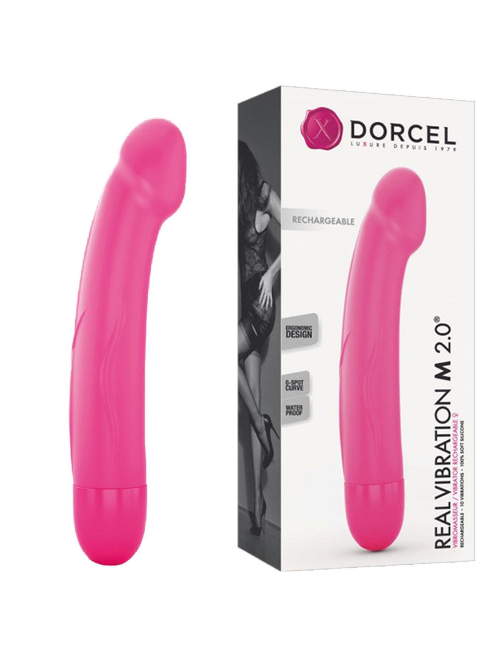 Real Vibration M Magenta 2.0 - Wibrator realistyczny silikonowy, ładowany USB, 10 trybów