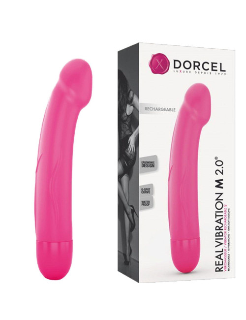 Real Vibration M Magenta 2.0 - Wibrator realistyczny silikonowy, ładowany USB, 10 trybów