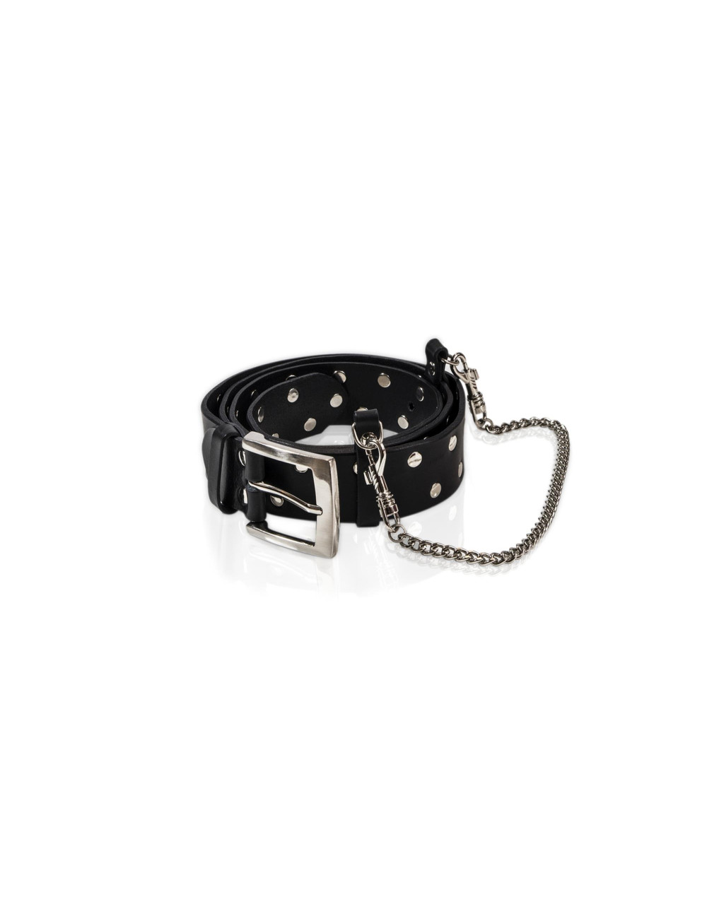Whips Collection Skórzany Pasek BDSM z Ćwiekami i Łańcuchem